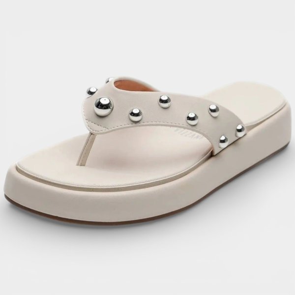 Chinelo Vizzano Flat Spikes Feminino - Off White
