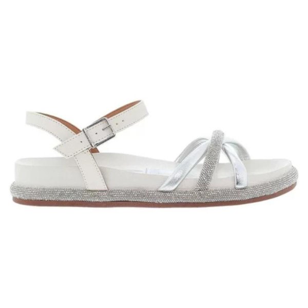 Papete Vizzano Flatform Strass Feminina - Branco e Prata