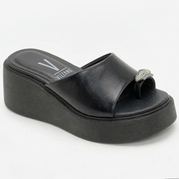 Tamanco Anabela Vizzano Detalhe Anel Feminino - Preto