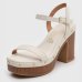 Sandália Plataforma Vizzano Salto Grosso Apliques Feminino - Off White