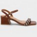 Sandália Vizzano Salto Bloco Strass Bicolor Feminina - Marrom