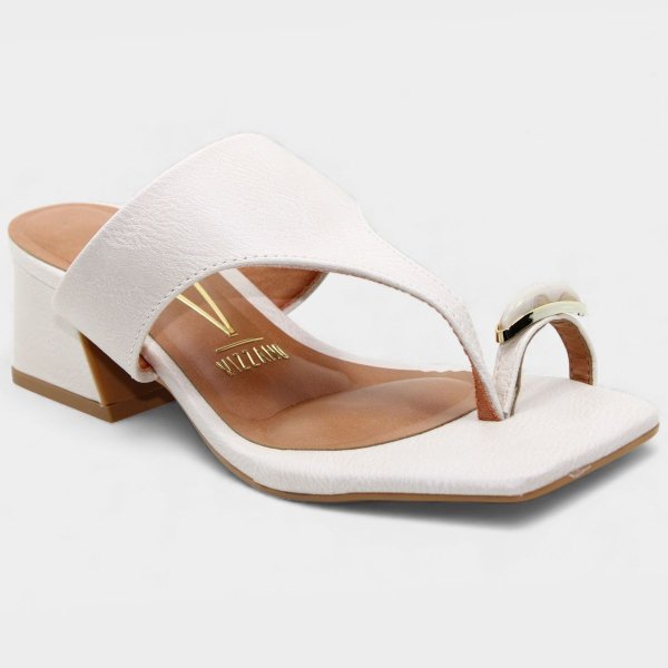 Tamanco Vizzano Salto Baixo Bloco Detalhe Feminina - Off White