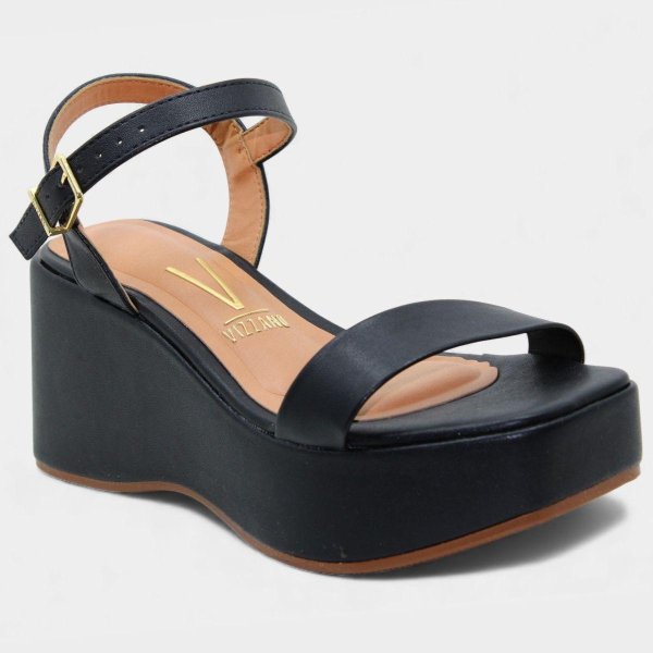 Sandália Vizzano Plataforma Tira Única Feminino - Preto