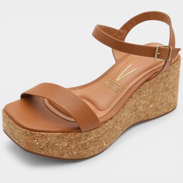 Sandália Anabela Vizzano Cortiça Feminina - Caramelo