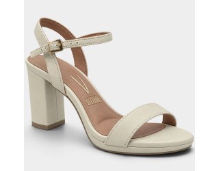 Sandália Meia Pata Vizzano Salto Grosso Reto Alto Feminina - Off White Sandália Meia Pata Vizzano Salto Grosso Reto Alto Feminina - Off White