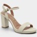 Sandália Meia Pata Vizzano Salto Grosso Reto Alto Feminina - Off White