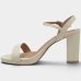 Sandália Meia Pata Vizzano Salto Grosso Reto Alto Feminina - Off White
