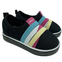 Slip On Infantil Molekinha Esportivo Elásticos Coloridos - Preto