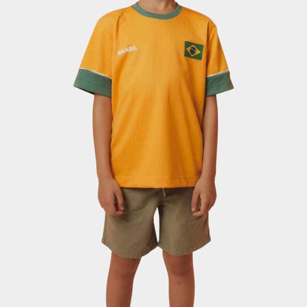 Camiseta Infantil Brasil Saga Kids - Amarelo e Verde