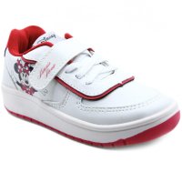 Tênis Infantil Disney Minnie Velcro Menina - Branco e Vermelho
