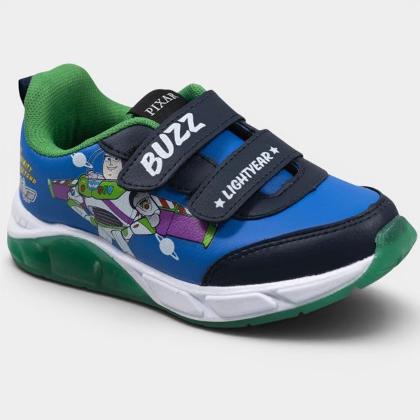 Tênis Infantil Disney Toy Story Buzz Lightyear Velcro Menino - Azul e Verde