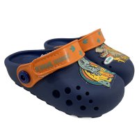 Babuche Infantil Jurassic Park Dino - Azul e Laranja