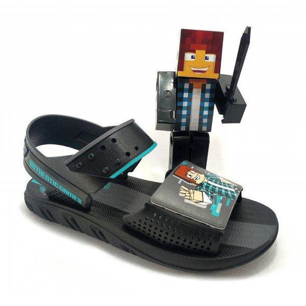 Sandália Authentic Games Play Action Grendene Kids - Preto e Azul