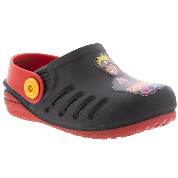 Babuche Infantil Naruto Fun Jutsu Menino - Preto e Vermelho