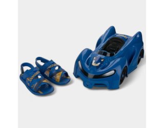 Sandália Infantil Sonic Grendene Kids Fast Car Menino - Azul e Amarelo