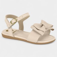 Sandália Infantil Molekinha Tiras Laço Menina - Creme