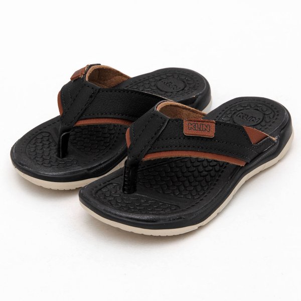 Chinelo Infantil Klin Line Play Baby - Preto e Caramelo