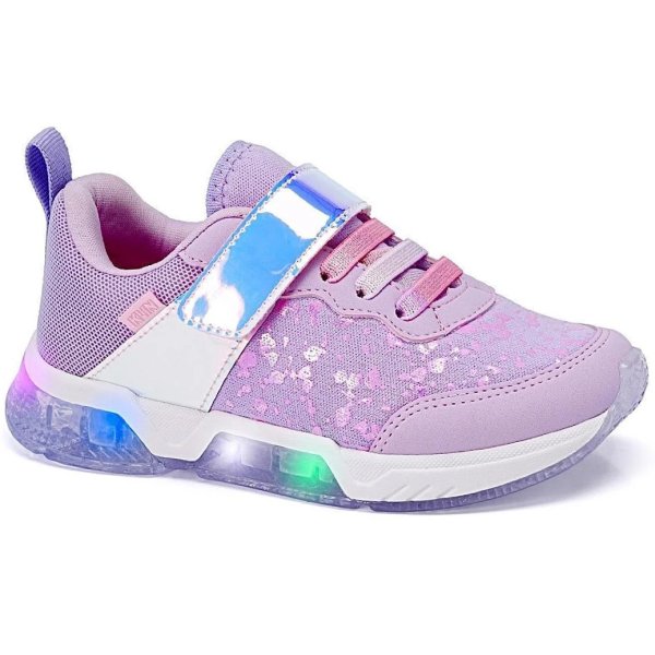 Tênis Infantil Klin Light Led Holográfico Menina - Lilás