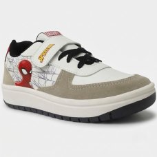 Tênis Infantil Marvel Homem Aranha Velcro Menino - Branco e Vermelho