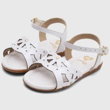 Sandália Molekinha Tira Vazada Apliques Verniz - Branco