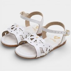 Sandália Molekinha Tira Vazada Apliques Verniz - Branco