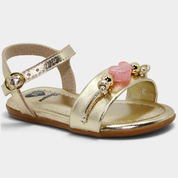 Sandália Infantil Molekinha Coração - Dourado