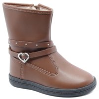 Bota Infantil Molekinha Coração Menina - Marrom