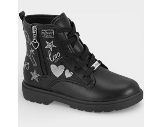 Bota Coturno Infantil Molekinha Draw Menina - Preto Bota Coturno Infantil Molekinha Draw Menina - Preto