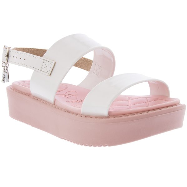 Sandália Infantil Molekinha Flatform Verniz Pingente - Branco