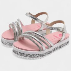 Sandália Infantil Molekinha Flatform Strass Menina - Prata