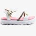 Sandália Infantil Molekinha Flatform Tira Strass Colorido - Rosa e Branco