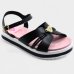 Sandália Infantil Molekinha Flatform Detalhe - Rosa e Preto