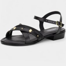 Sandália Infantil Molekinha Tira Cruzada Salto Menina - Preto