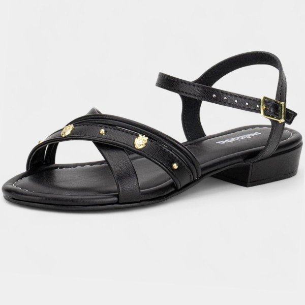 Sandália Infantil Molekinha Tira Cruzada Salto Menina - Preto