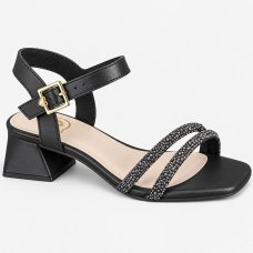 Sandália Infantil Molekinha Strass Salto Bloco - Preto Sandália Infantil Molekinha Strass Salto Bloco - Preto