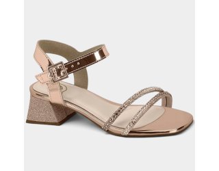Sandália Infantil Molekinha Strass Salto Bloco - Rose Gold Sandália Infantil Molekinha Strass Salto Bloco - Rose Gold