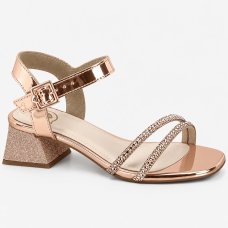 Sandália Infantil Molekinha Strass Salto Bloco - Rose Gold Sandália Infantil Molekinha Strass Salto Bloco - Rose Gold
