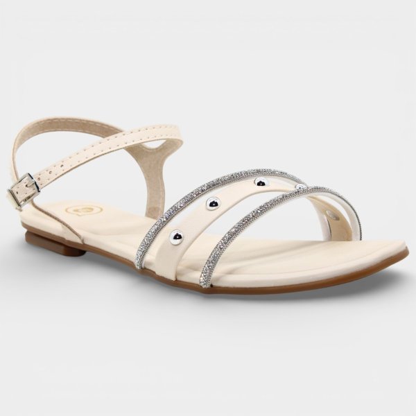 Sandália Infantil Molekinha Strass Apliques Menina - Creme