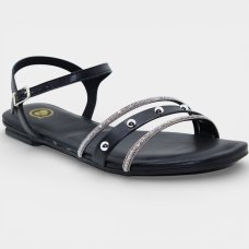 Sandália Infantil Molekinha Strass Apliques Menina - Preto