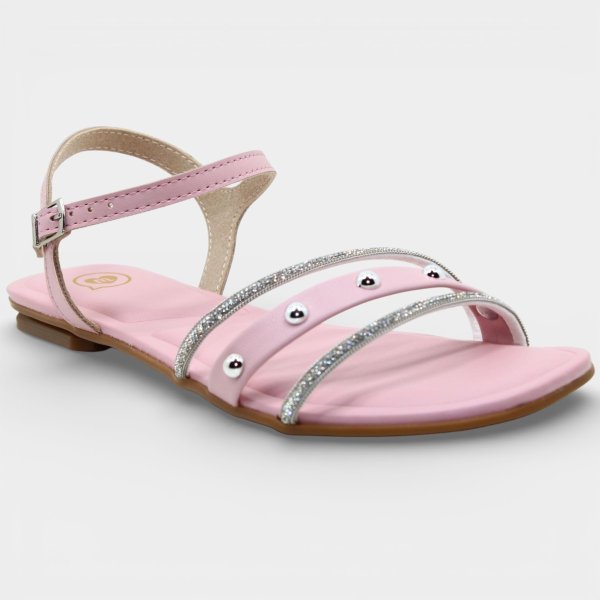 Sandália Infantil Molekinha Strass Apliques Menina - Rosa