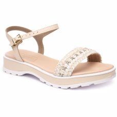 Papete Infantil Molekinha Strass Menina - Bege e Branco