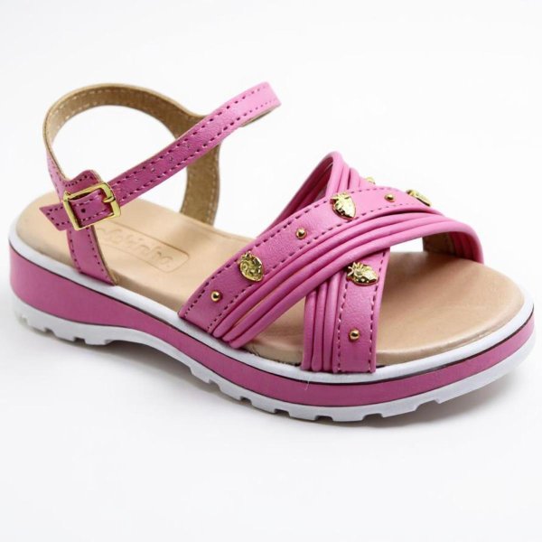 Papete Infantil Molekinha Tira Cruzada Apliques Menina - Rosa