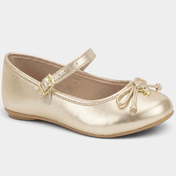 Sapatilha Infantil Molekinha Laço - Dourado