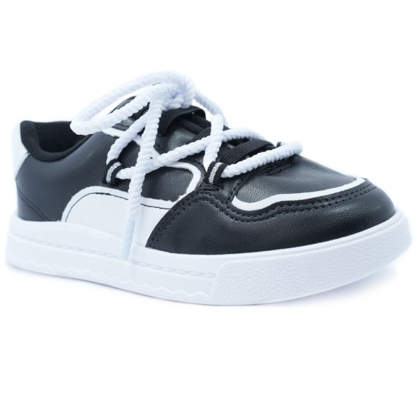 Tênis Infantil Molekinha Recortes Menina - Preto e Branco