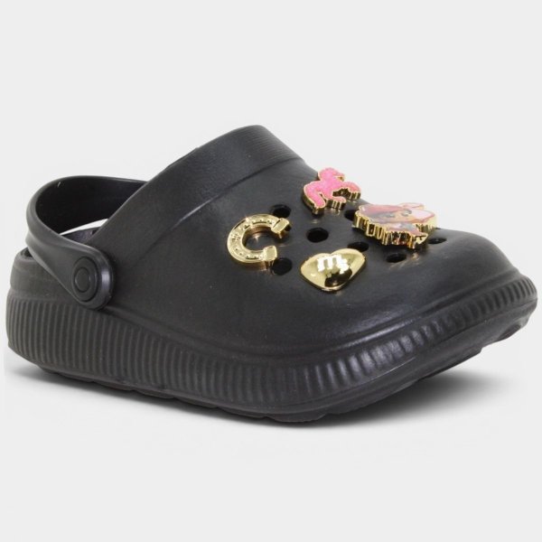 Babuche Infantil Molekinha Pins Boiadeira Menina - Preto