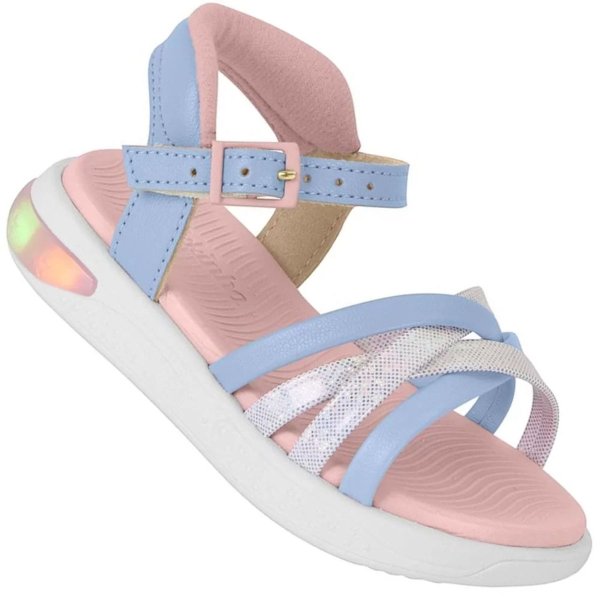 Sandália Infantil Molekinha Led Menina - Rosa e Azul