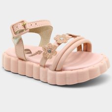Sandália Papete Infantil Molekinha Flor Glitter - Rose