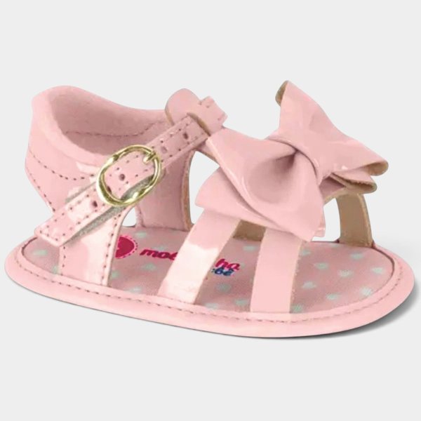 Sandália Infantil Molekinha Laço Verniz - Rosa