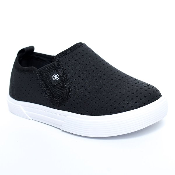 Slip On Infantil Molekinho Perfuros Casual - Preto e Branco