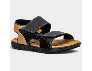 Sandália Molekinho Camurça Velcro Menino - Preto e Caramelo